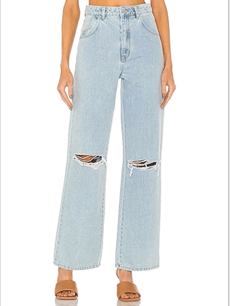Rolla's Light Blue Wide-Leg Distressed Jeans